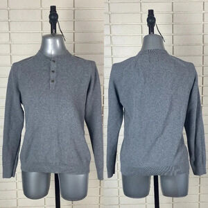 2/$25 Gray cotton waffle knit button up long sleeve sweater sz medium